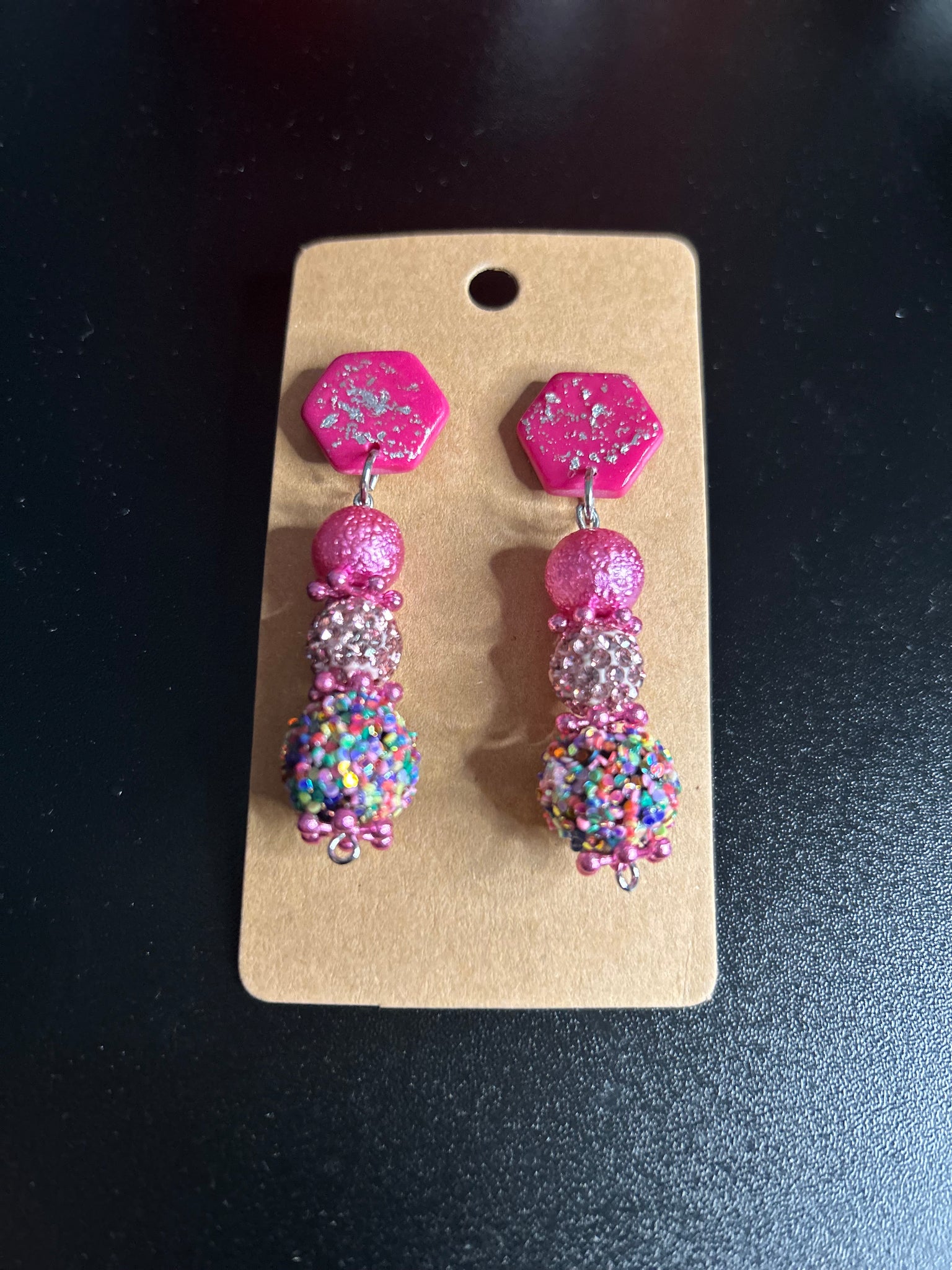 Confetti sparkle pink earrings