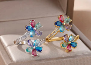 Dual Multicolor flower ring