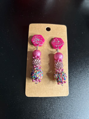 Confetti sparkle pink earrings