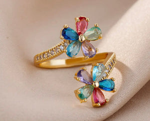 Dual Multicolor flower ring