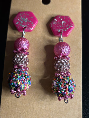 Confetti sparkle pink earrings