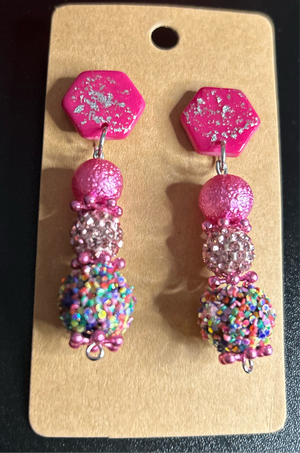 Confetti sparkle pink earrings