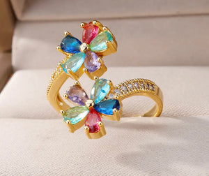 Dual Multicolor flower ring