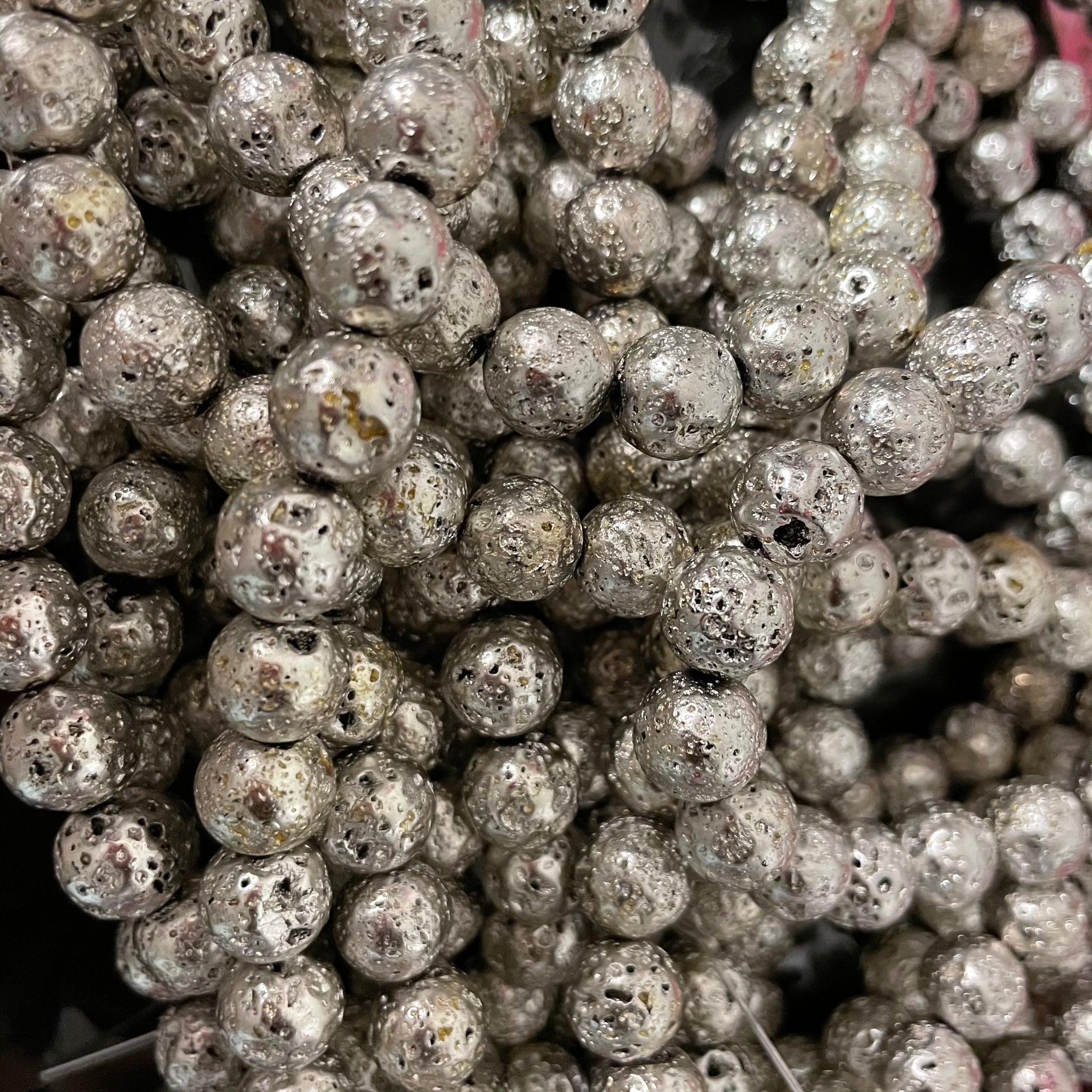 Silver lava beads