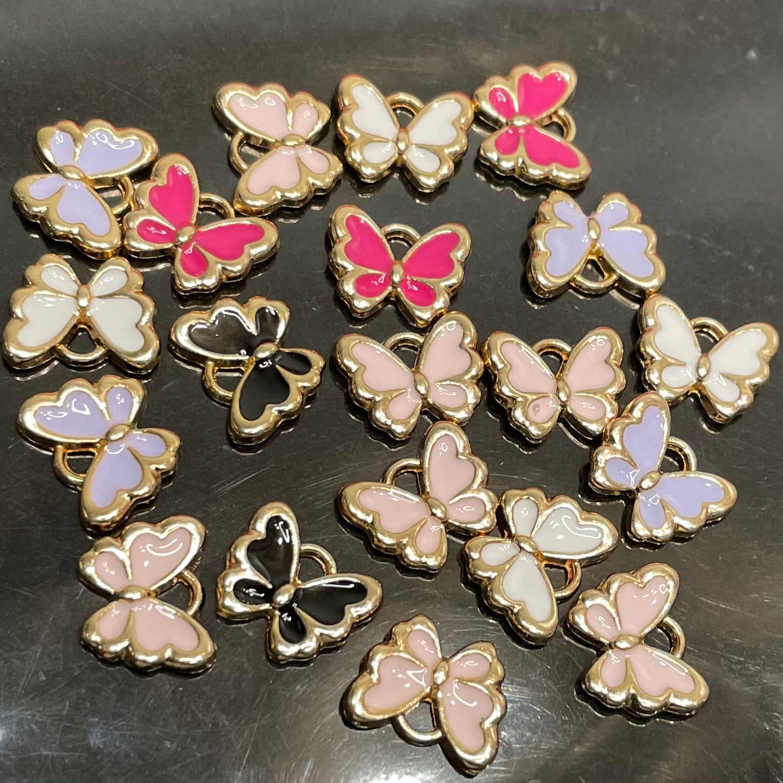 Gold base mixed butterflies charms