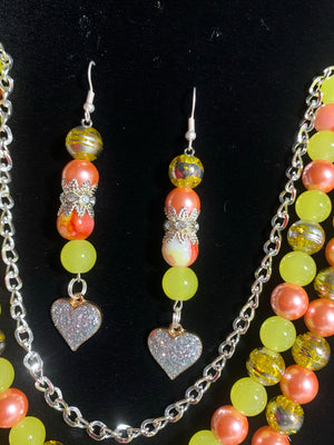 Peach sunshine handmade Jewelry set