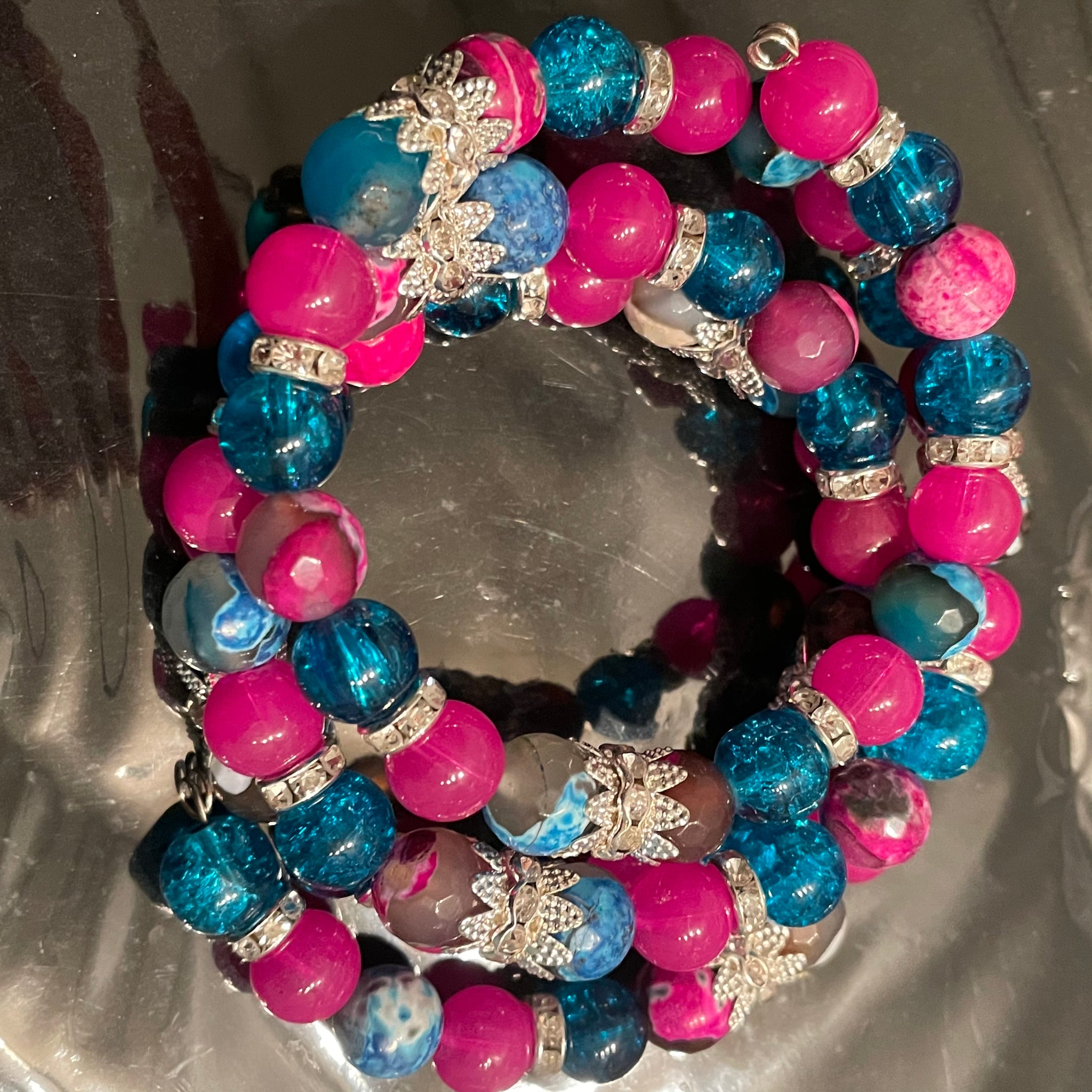 Cotton candy sparkle wrap bracelet
