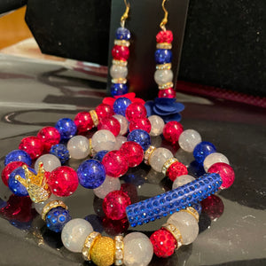 Red white and blue jewelry set