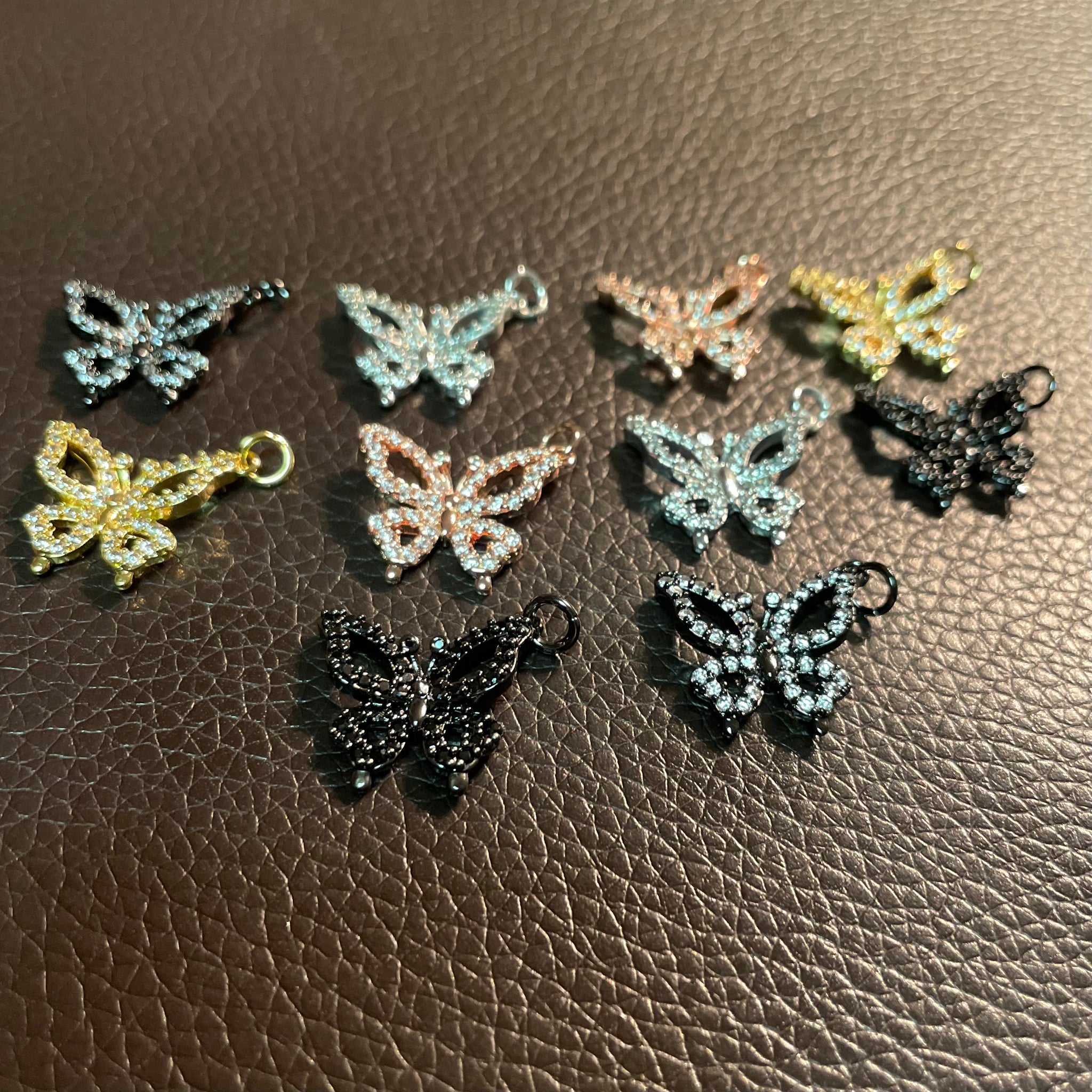 Pave cut out butterfly charms