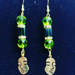 Faces green envy earrings