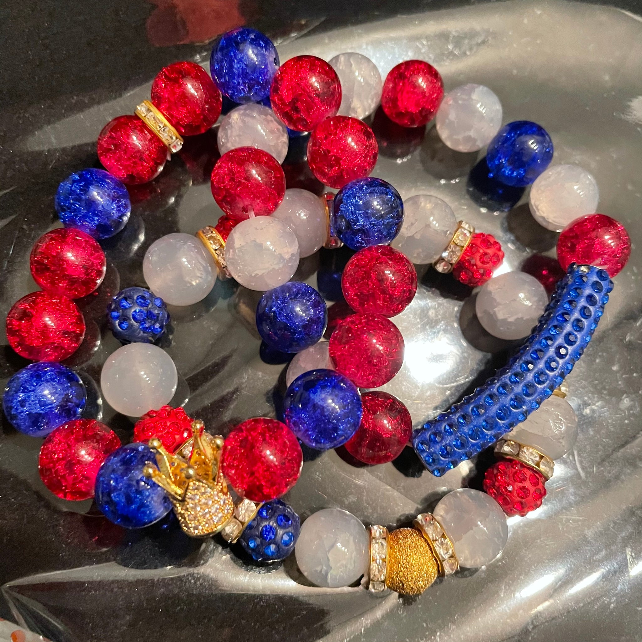 Red white and blue jewelry set