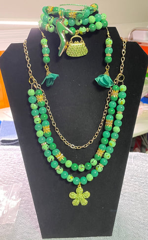 Mean green handmade jewelry set