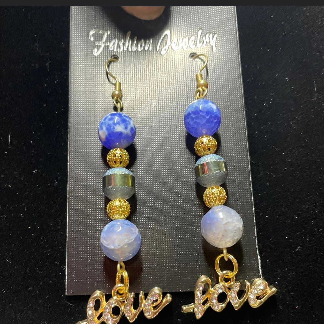 Blue with love earrings