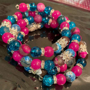 Cotton candy sparkle wrap bracelet