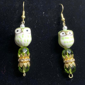 Olive owl earrings