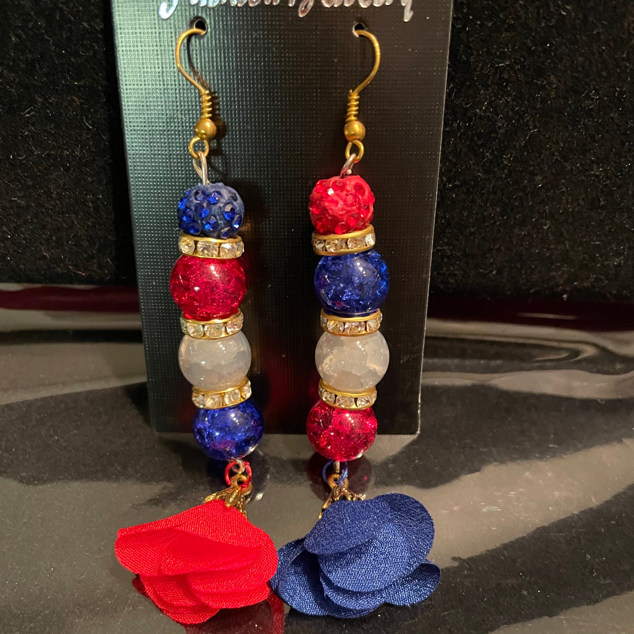 Red white and blue jewelry set