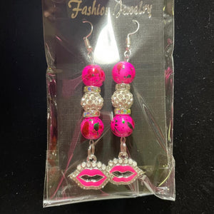 Pink smiling bling earrings