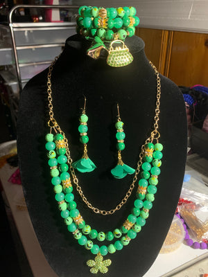 Mean green handmade jewelry set