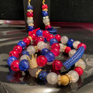 Red white and blue jewelry set